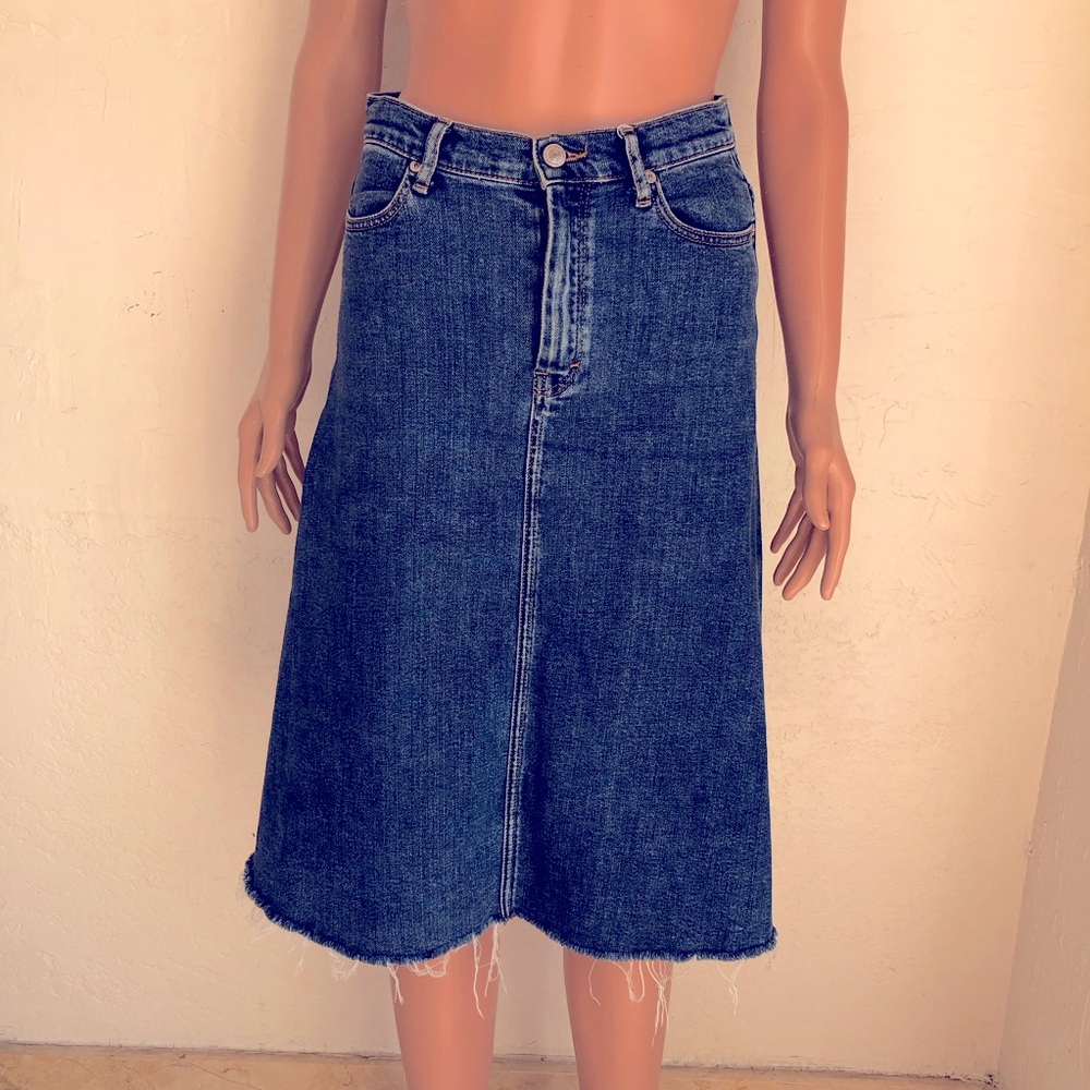 Zara Premium Denim Collection Blue Jeans Skirt Women’s Size S Bohemian Style